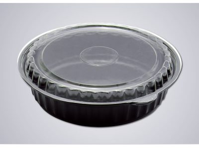Black PP Round Bowl with OPS lid (200 sets)