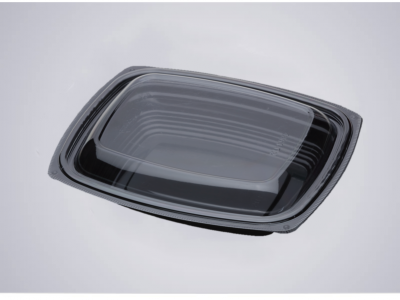 Black OPS Medium Salad Tray with Clear Lid (250 sets)